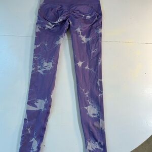 Purple and White Abstract Pattern Leggings - Size Small